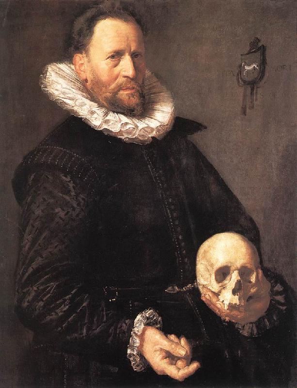 HALS, Frans Portrait of a Man Holding a Skull s Sweden oil painting art